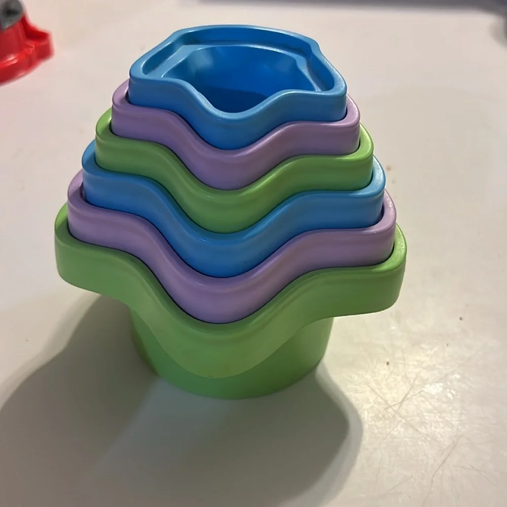 My First Stacking Cups - 6pc Color & Shape Identification bath toy Green toys